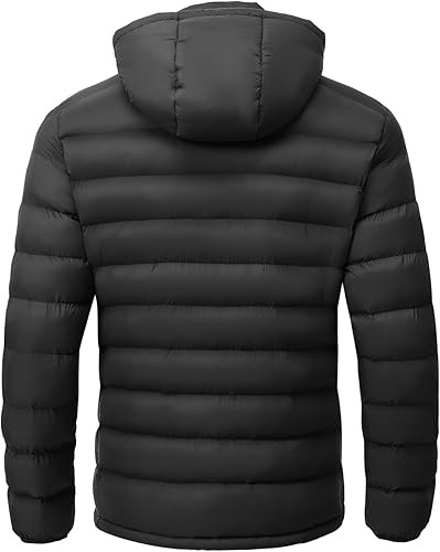 MODA Men's Lightweight Puffer Jackets Detachable Hood Water-Resistant Casual Winter Coat