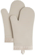 KITCHENAID Ribbed Soft Silicone Oven Mitt 2-Pack Set, 7.5"x13", Milkshake