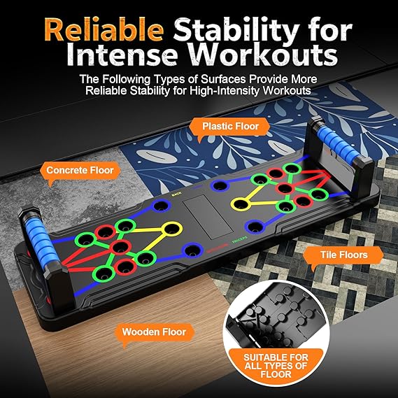 IUT 15-in-1 Solid Push Up Board System - Professional Home Workout Gear