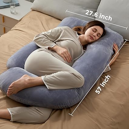 Momcozy U-Shaped Full Body Pregnancy Pillow – 57" Support for Back & Belly (Grey)